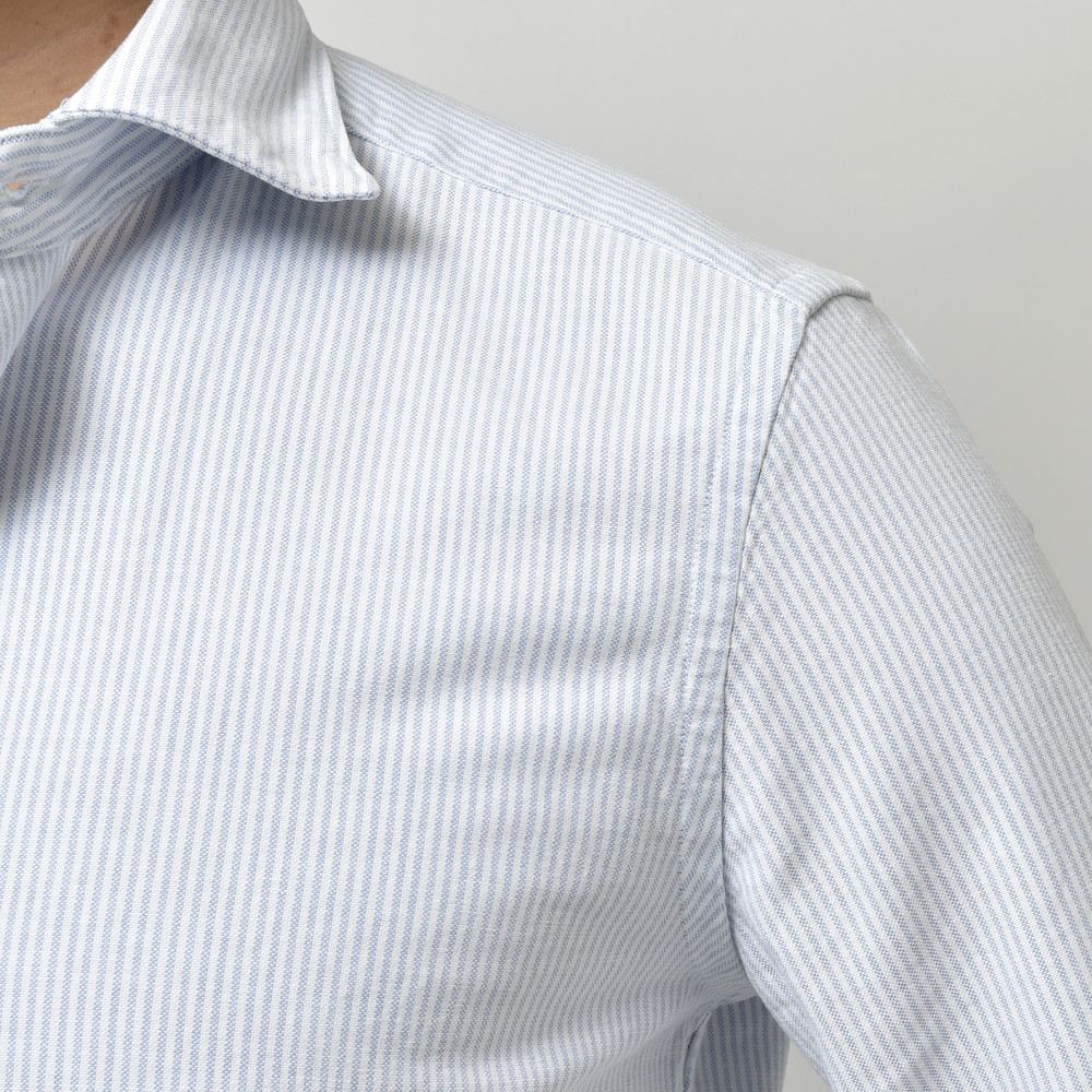 GLANSHIRT（グランシャツ） コットンオックスフォードロンドンストライプワイドカラーシャツ 81406
