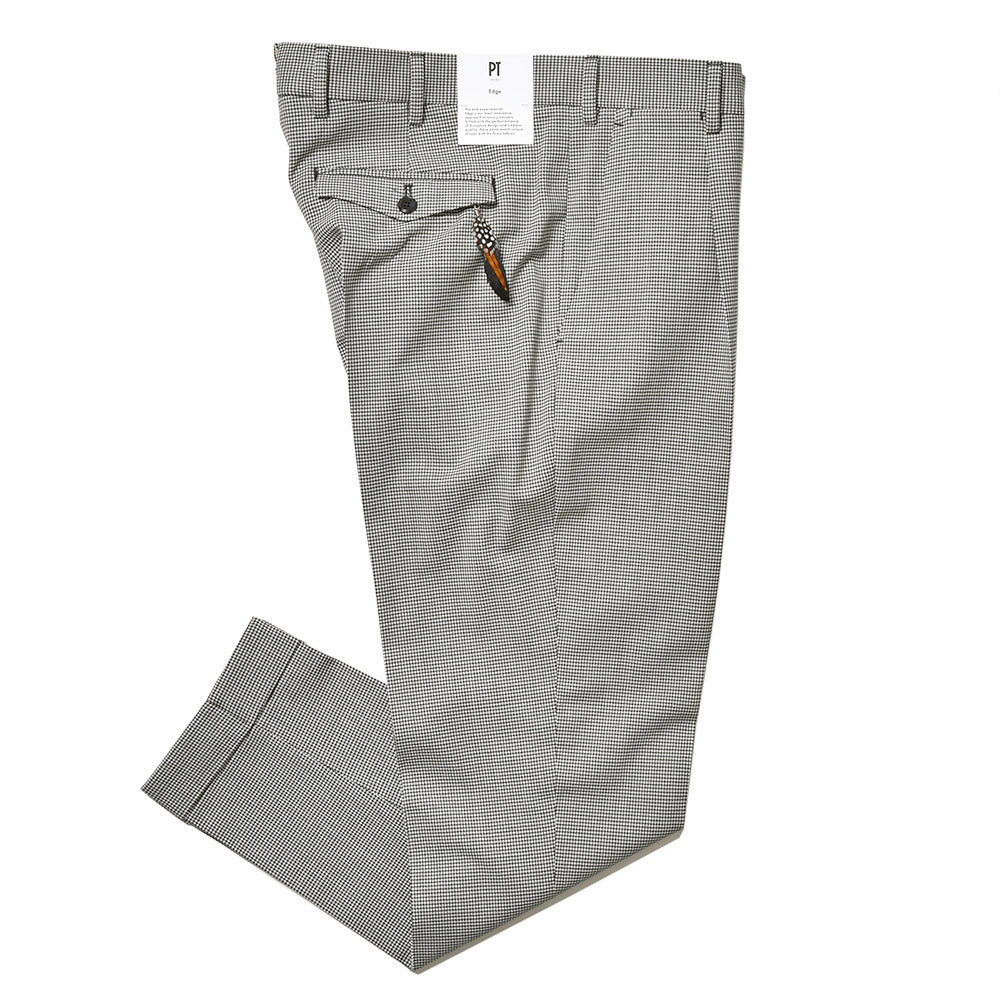 PT TORINO ピーティー トリノ Edge ヴァージンウール ストレッチ ハウンドトゥース 1プリーツ パンツ REBEL FIT