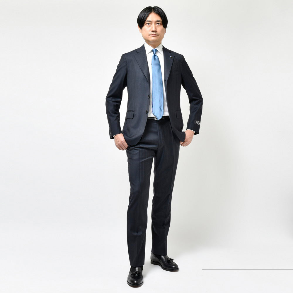 Belvest（ベルベスト） SUPER150'sウールピンストライプ3B1プリーツスーツ A70305S-11981