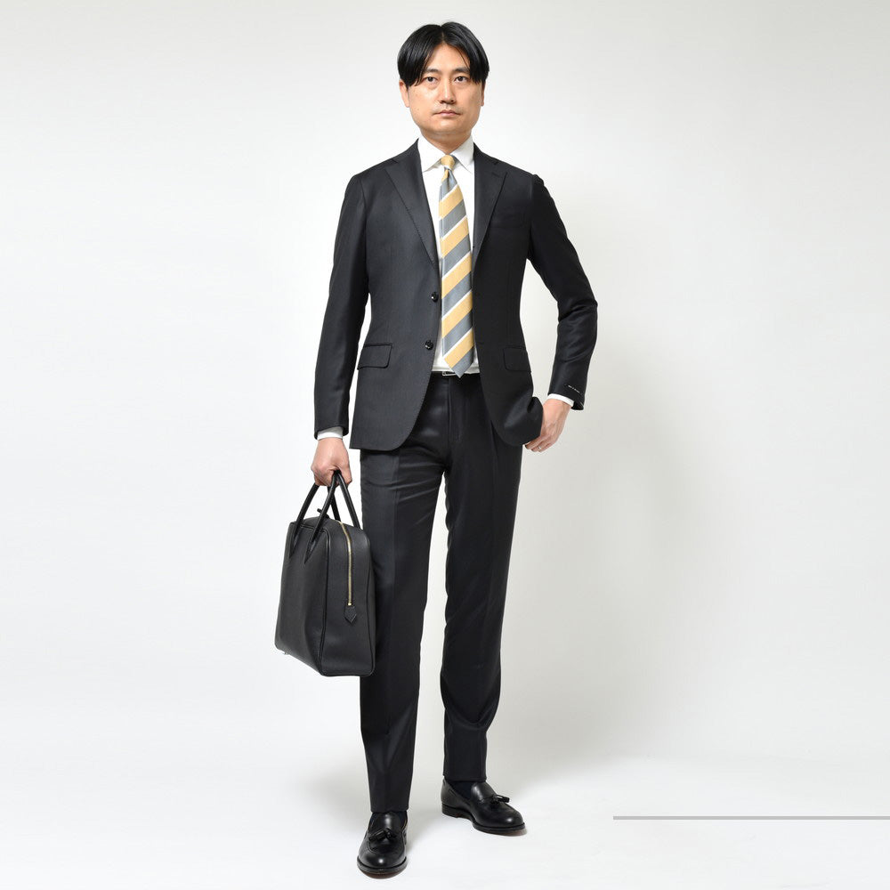 guji（グジ） SUPER150'sウールソリッド3B1プリーツスーツ (MADE BY RING JACKET / LoroPianaファブリック使用)【オールシーズン】