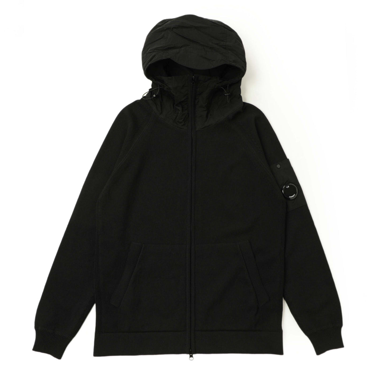 シーピーカンパニー ナイロン ジップ ニット パーカー / 16CMKN047A 005367M / Chrome-R / ブラック
