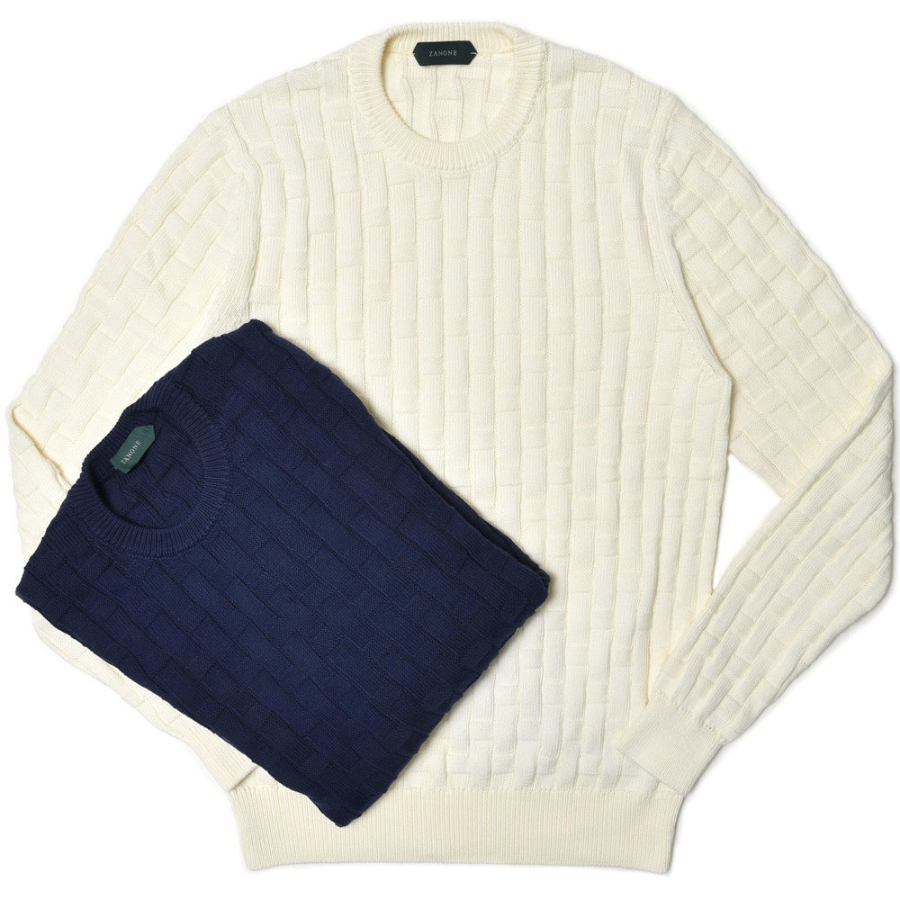 ZANONE（ザノーネ） 7ゲージコットンバスケットクルーネックニット GIRO/SLIM FIT/811258/ZM361 15401
