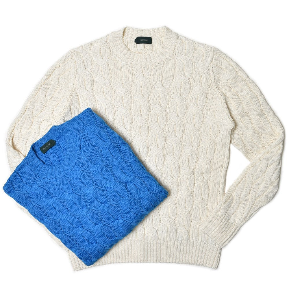 ZANONE（ザノーネ） 5ゲージコットンチャンキーケーブルクルーネックニット GIRO/SLIM FIT/811258/ZM365 15403