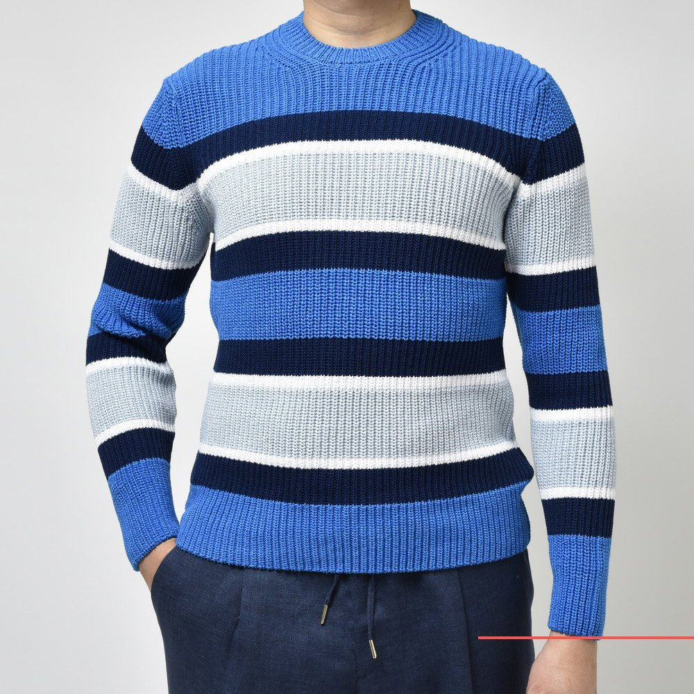 ZANONE（ザノーネ） ミドルゲージコットンパネルボーダークルーネックニット GIRO/SLIM FIT/811258/ZM369 15404