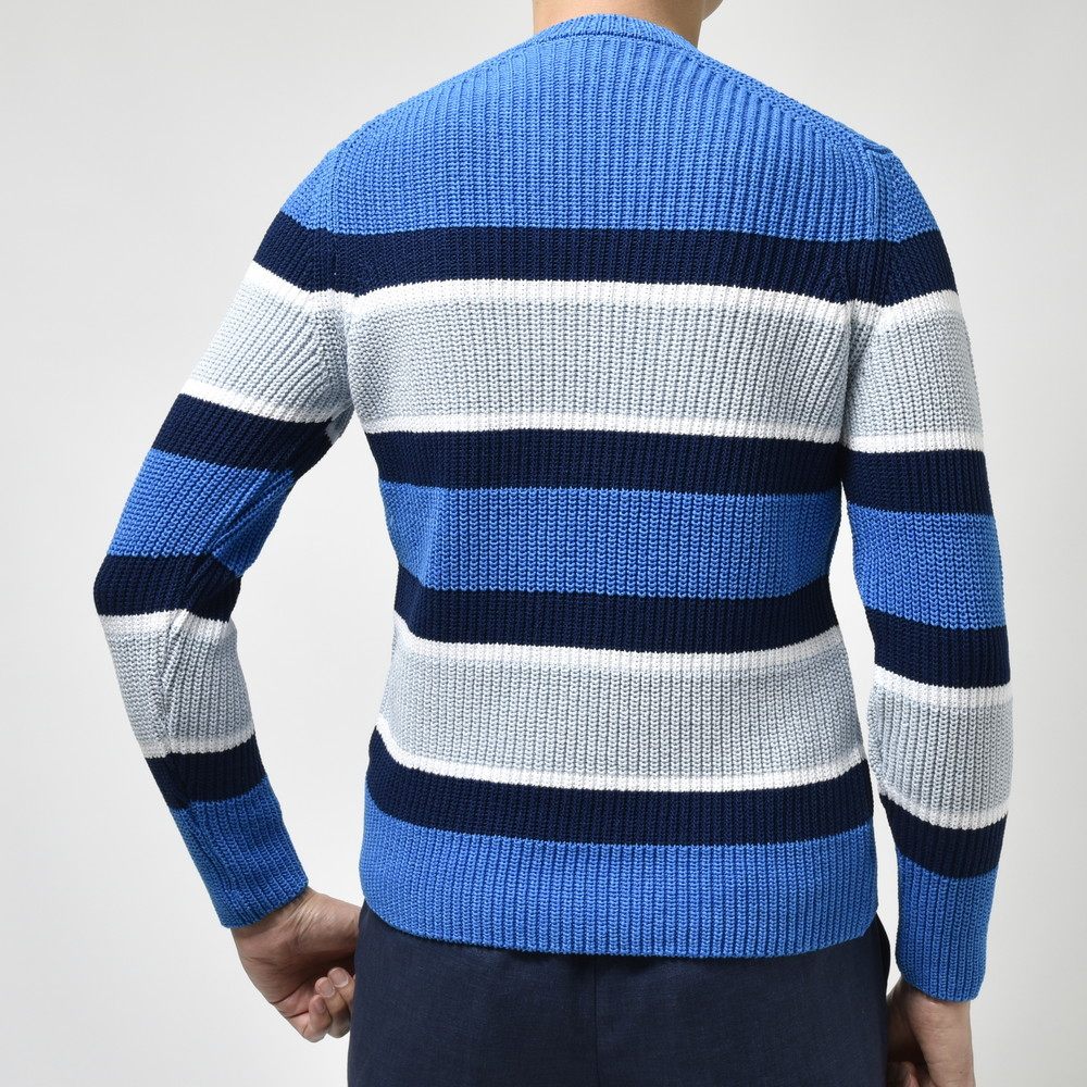 ZANONE（ザノーネ） ミドルゲージコットンパネルボーダークルーネックニット GIRO/SLIM FIT/811258/ZM369 15404