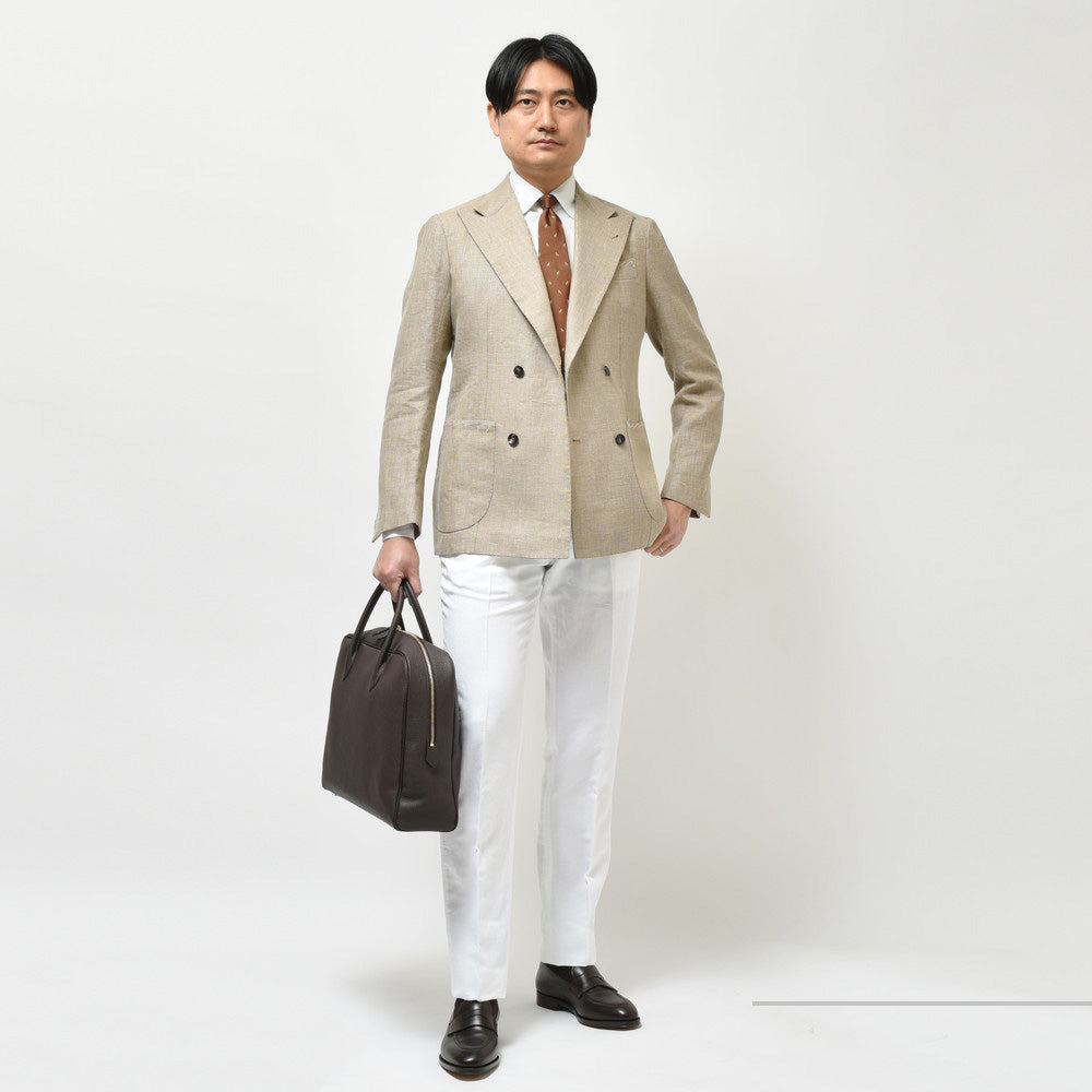 Alfonso Sirica（アルフォンソ シリカ） リネンナイロンホップサック4Bダブルジャケット 19A019