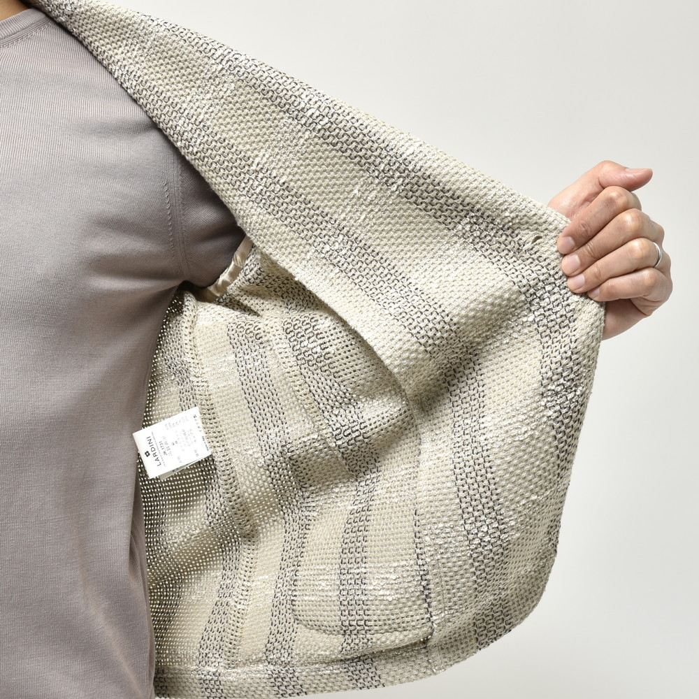 LARDINI（ラルディーニ） IZUMOイズモ コットンリネンメッシュオーバーチェックライトウェイトシャツジャケット JZIZUMO/EQSK62502