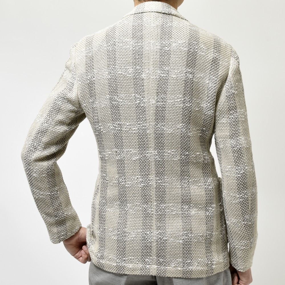LARDINI（ラルディーニ） IZUMOイズモ コットンリネンメッシュオーバーチェックライトウェイトシャツジャケット JZIZUMO/EQSK62502