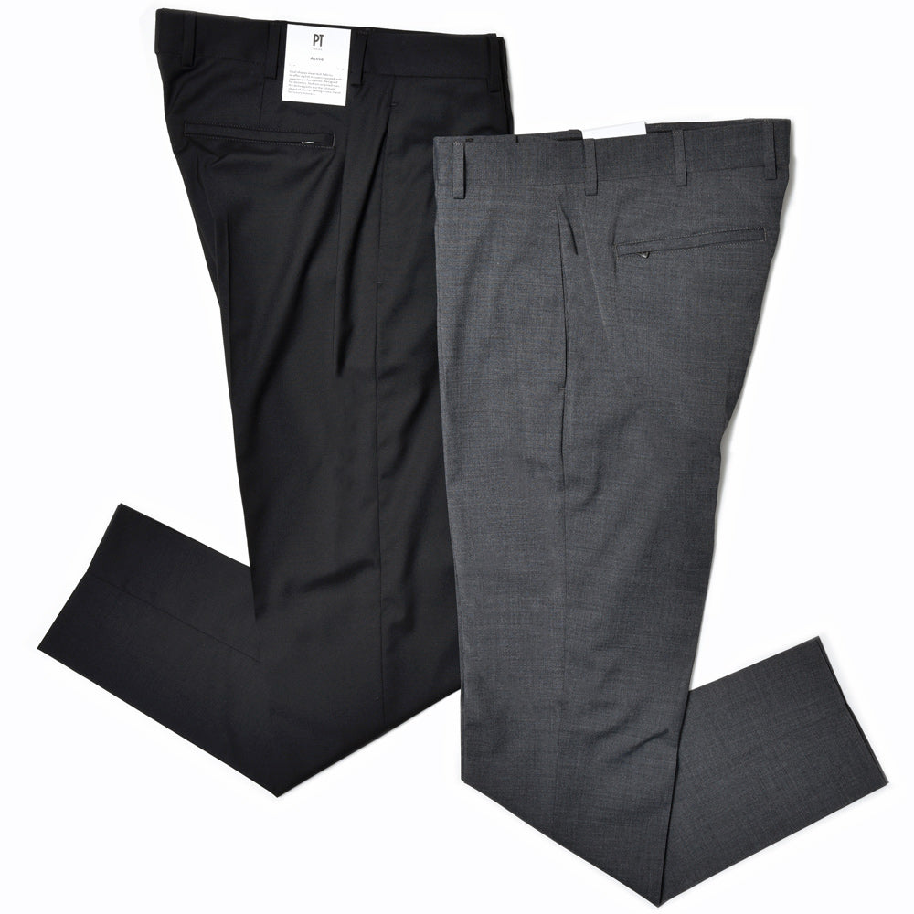 PT TORINO ピーティー トリノ Active ポリエステル ウール ストレッチ トロピカル ウォッシャブル ノープリーツ パンツ EPSILON BACK ZIP/CV08