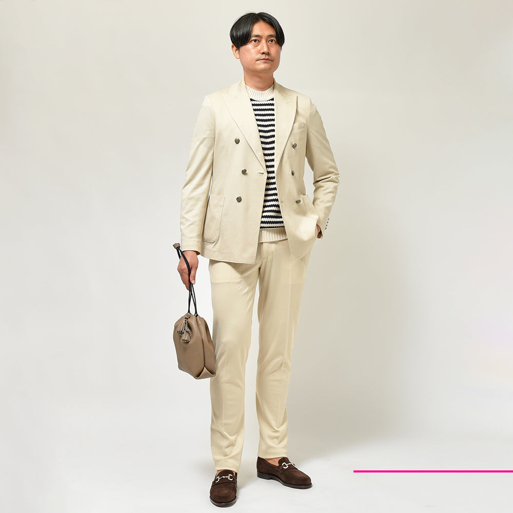 CIRCOLO 1901 チルコロ1901 コットン ストレッチ プレミアムピケ 鹿の子ジャージー セットアップ対応 ノープリーツ パンツ