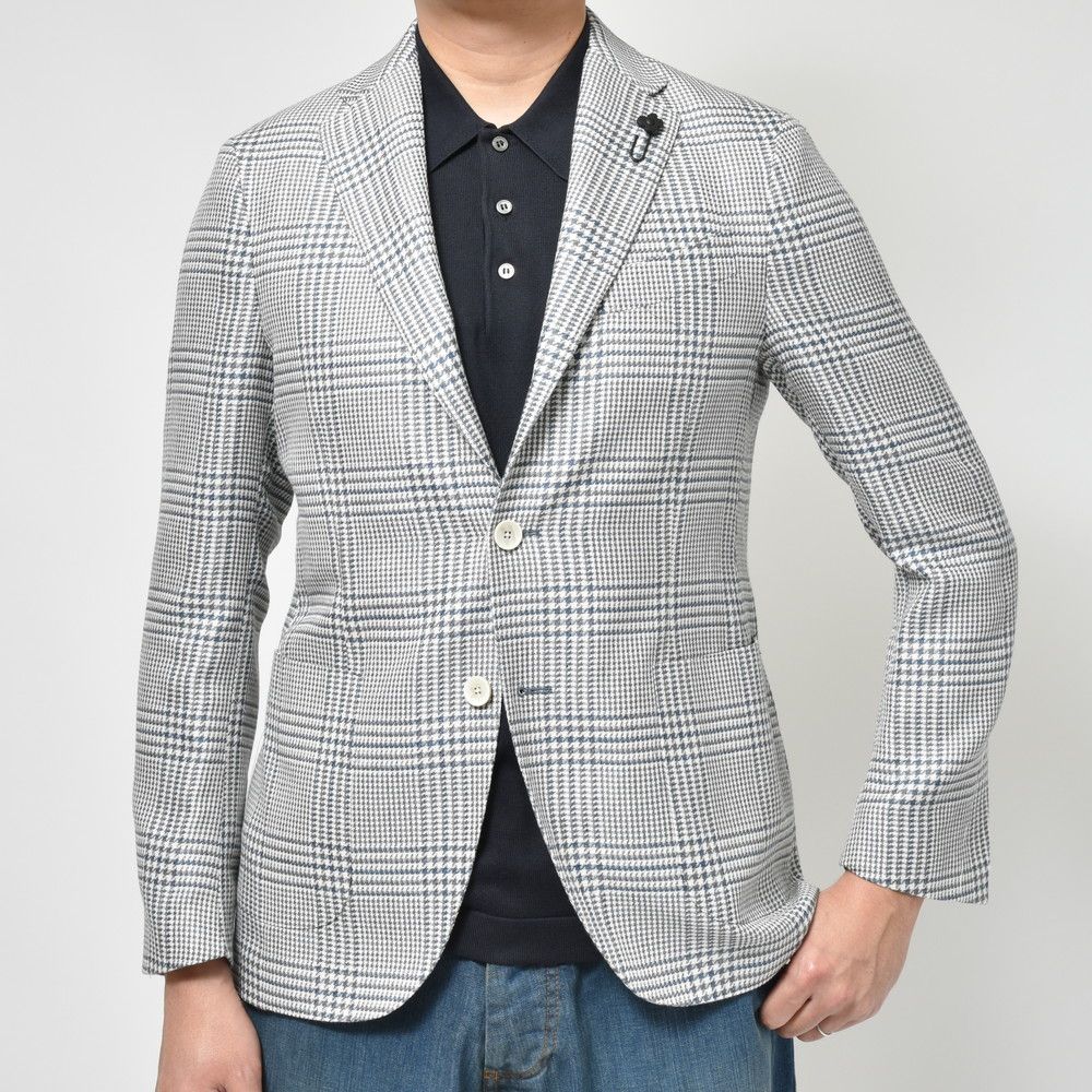 LARDINI（ラルディーニ） ADVANCEアドヴァンス コットンリネンサマーツィードグレンチェック3Bジャケット A6000AQ511