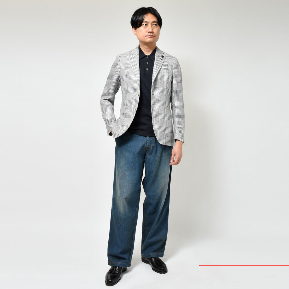 LARDINI（ラルディーニ） ADVANCEアドヴァンス コットンリネンサマーツィードグレンチェック3Bジャケット A6000AQ511