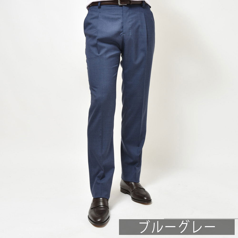 IGARASHI TROUSERS（五十嵐トラウザーズ） ウールトロピカル1プリーツスリムテーパードパンツ IGT/1OUTP/CNB