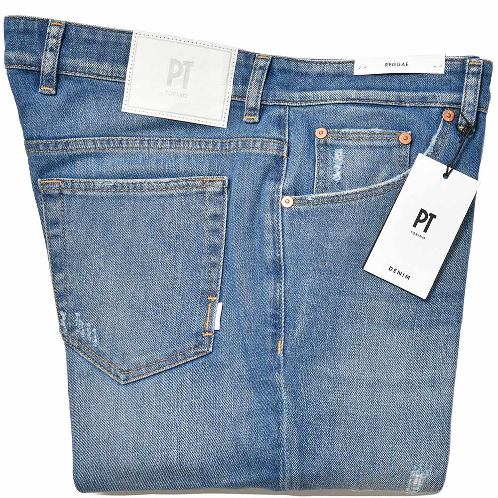PT TORINO DENIM ピーティートリノデニム コットン ストレッチ ダメージ&リペア デニムパンツ REGGAE/TAPERED FITTX33