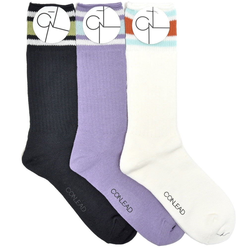 CONLEAD（コンリード） コットンリネンカレッジラインショートソックス COLLEGE 004