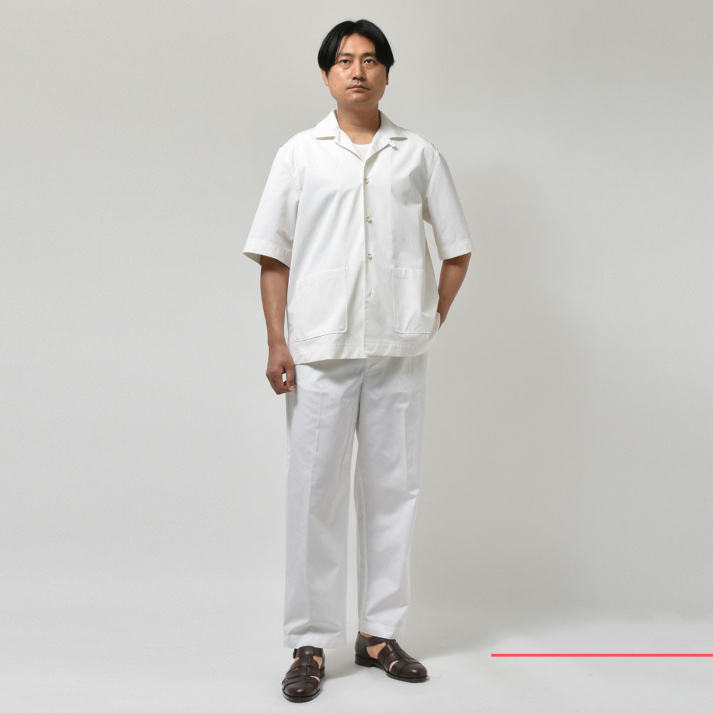 LARDINI（ラルディーニ） ABBAアバ コットンブロードストライプS/Sオープンカラーシャツ 1ABBA843
