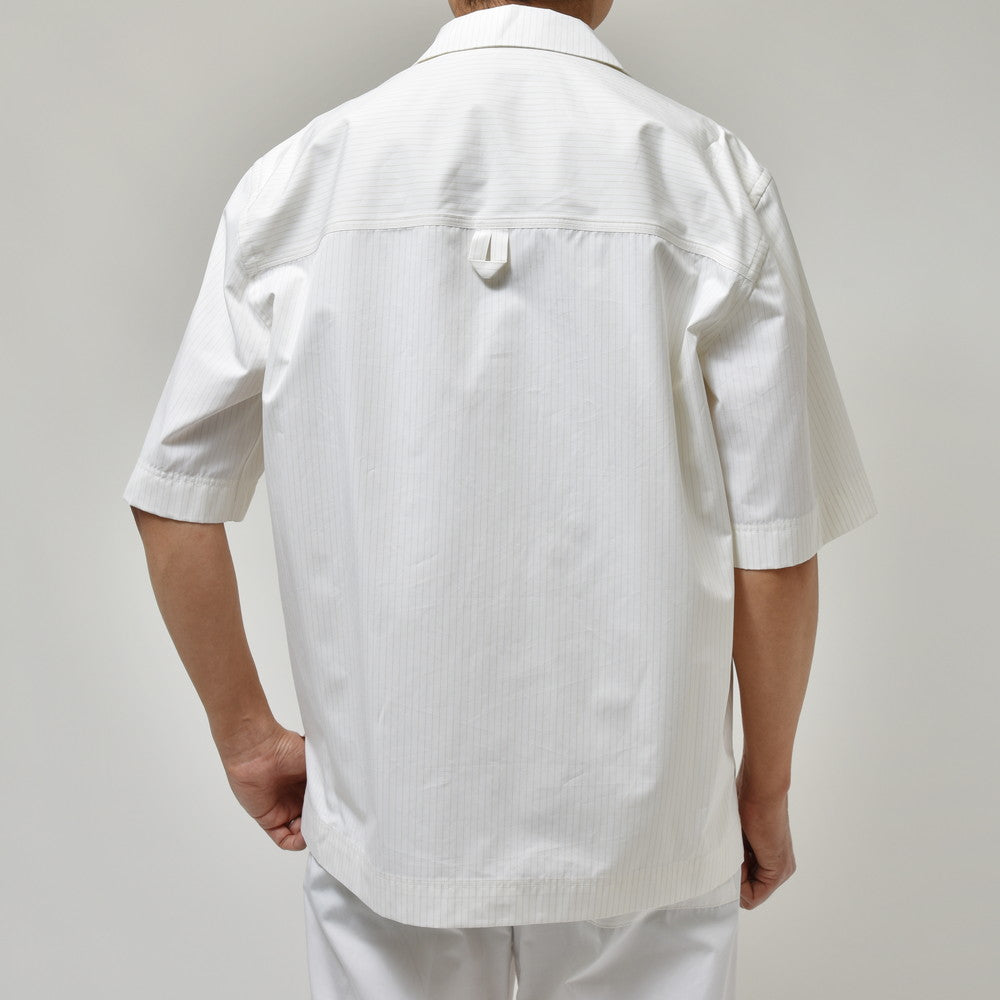 LARDINI（ラルディーニ） ABBAアバ コットンブロードストライプS/Sオープンカラーシャツ 1ABBA843