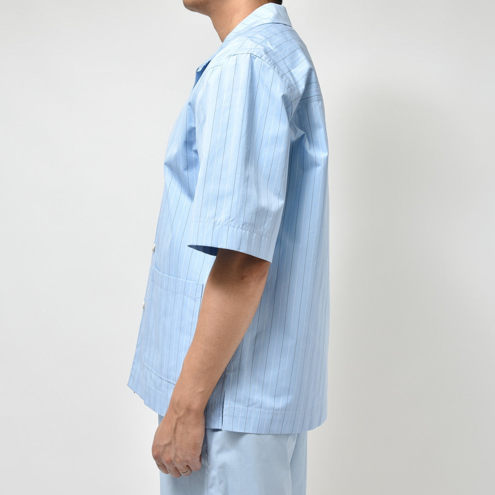 LARDINI（ラルディーニ） ABBAアバ コットンブロードストライプS/Sオープンカラーシャツ 1ABBA843
