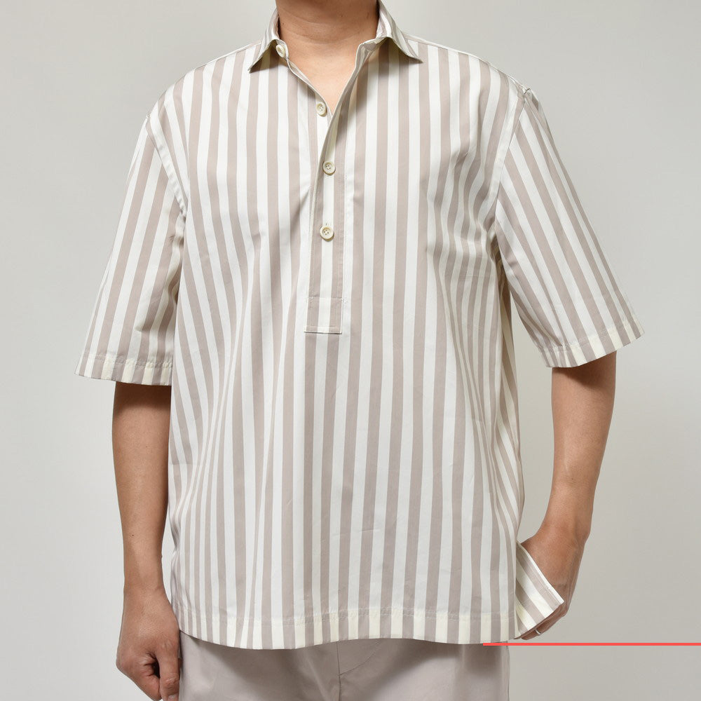 LARDINI（ラルディーニ） OLOPオロ コットンブロードブロックストライプS/Sプルオーバーシャツ 10L0P841