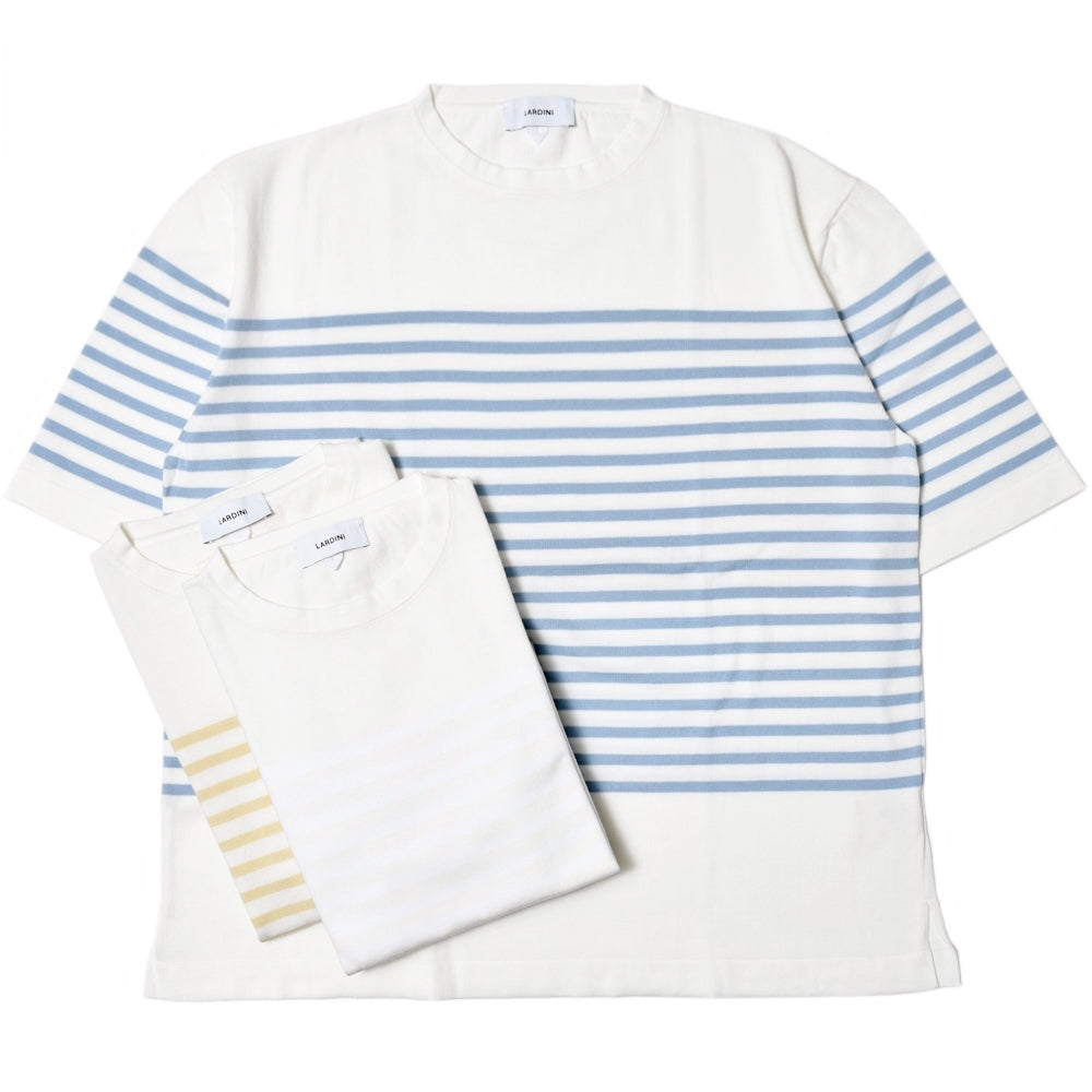 LARDINI（ラルディーニ） ハイゲージコットンボーダーS/Sクルーネックニット 2LTMC65069