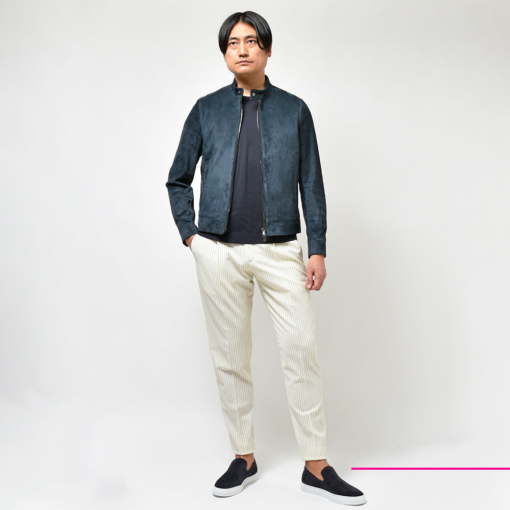 PT TORINO ピーティー トリノ Edge ヴァージンウール ストレッチ シアサッカーストライプ 1プリーツ パンツ REBEL FIT/ZI55