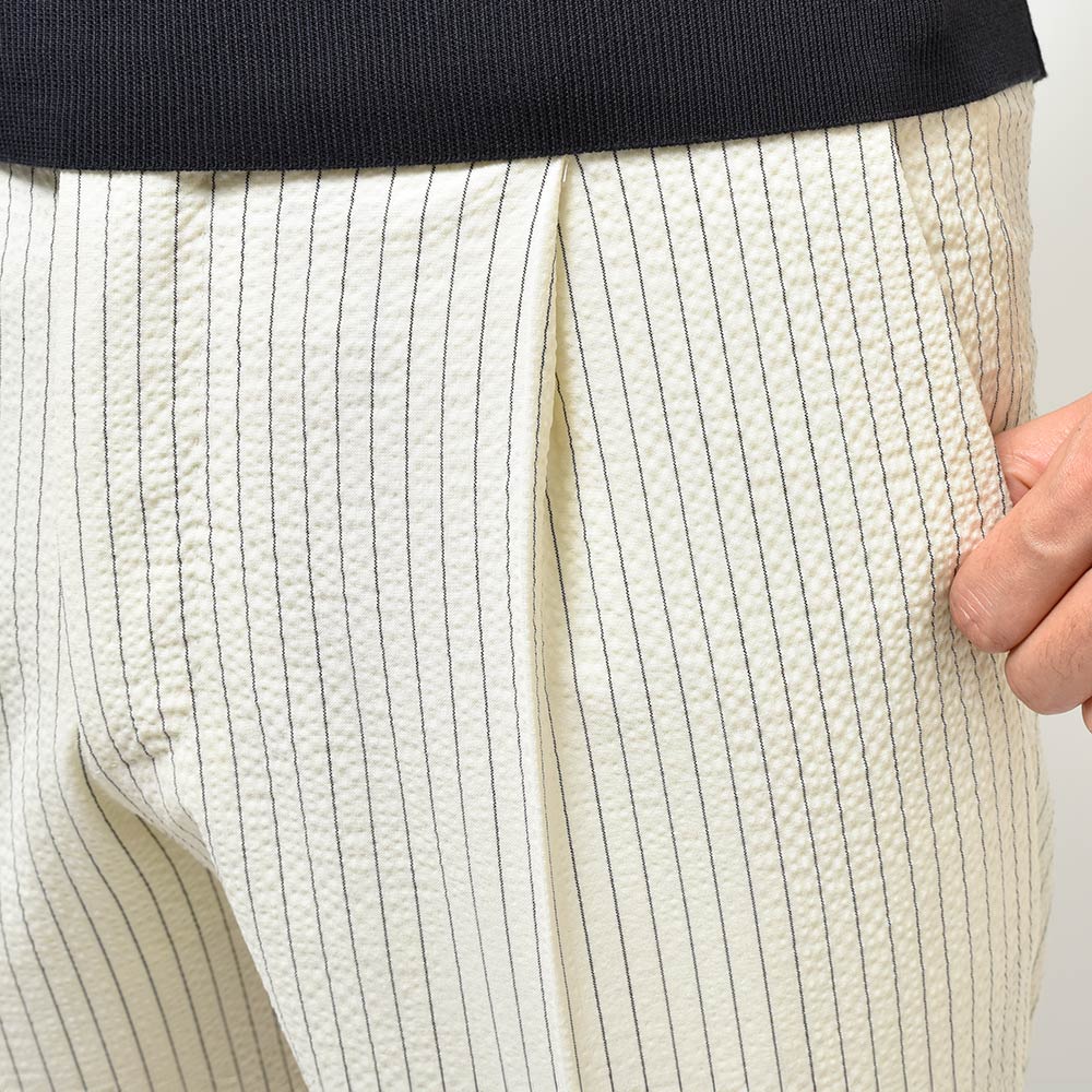 PT TORINO ピーティー トリノ Edge ヴァージンウール ストレッチ シアサッカーストライプ 1プリーツ パンツ REBEL FIT/ZI55