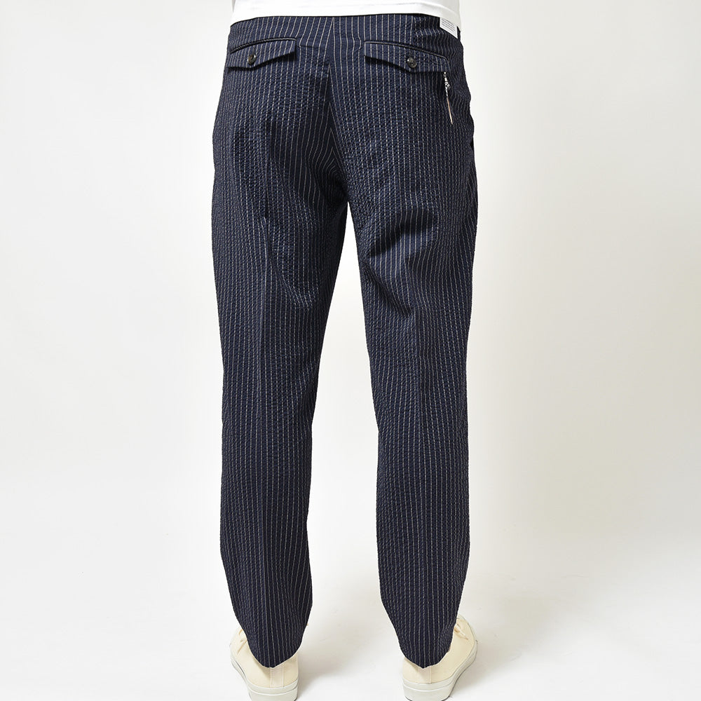 PT TORINO ピーティー トリノ Edge ヴァージンウール ストレッチ シアサッカーストライプ 1プリーツ パンツ REBEL FIT/ZI55