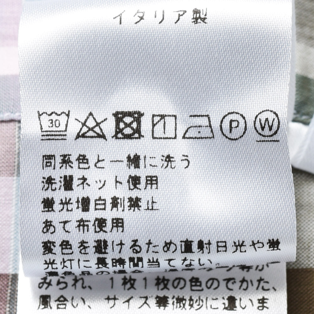 Finamore（フィナモレ） LUIGIルイジ/BALIバーリ ウォッシュドコットンリネンマドラスチェックワイドカラーシャツ P4054