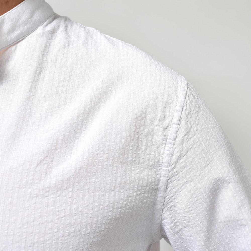 BAGUTTA（バグッタ） ウォッシュドコットンシアサッカーバンドカラープルオーバーシャツ CLUCCI ELW/12833