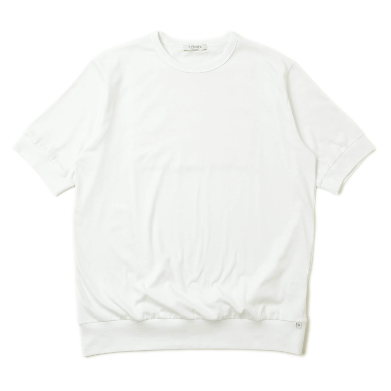 ANTICIPO アンティーチポ カットソー クルーネック リブ 半袖 コットン 211-U001RS NEBBIOLO WHITE/ホワイト