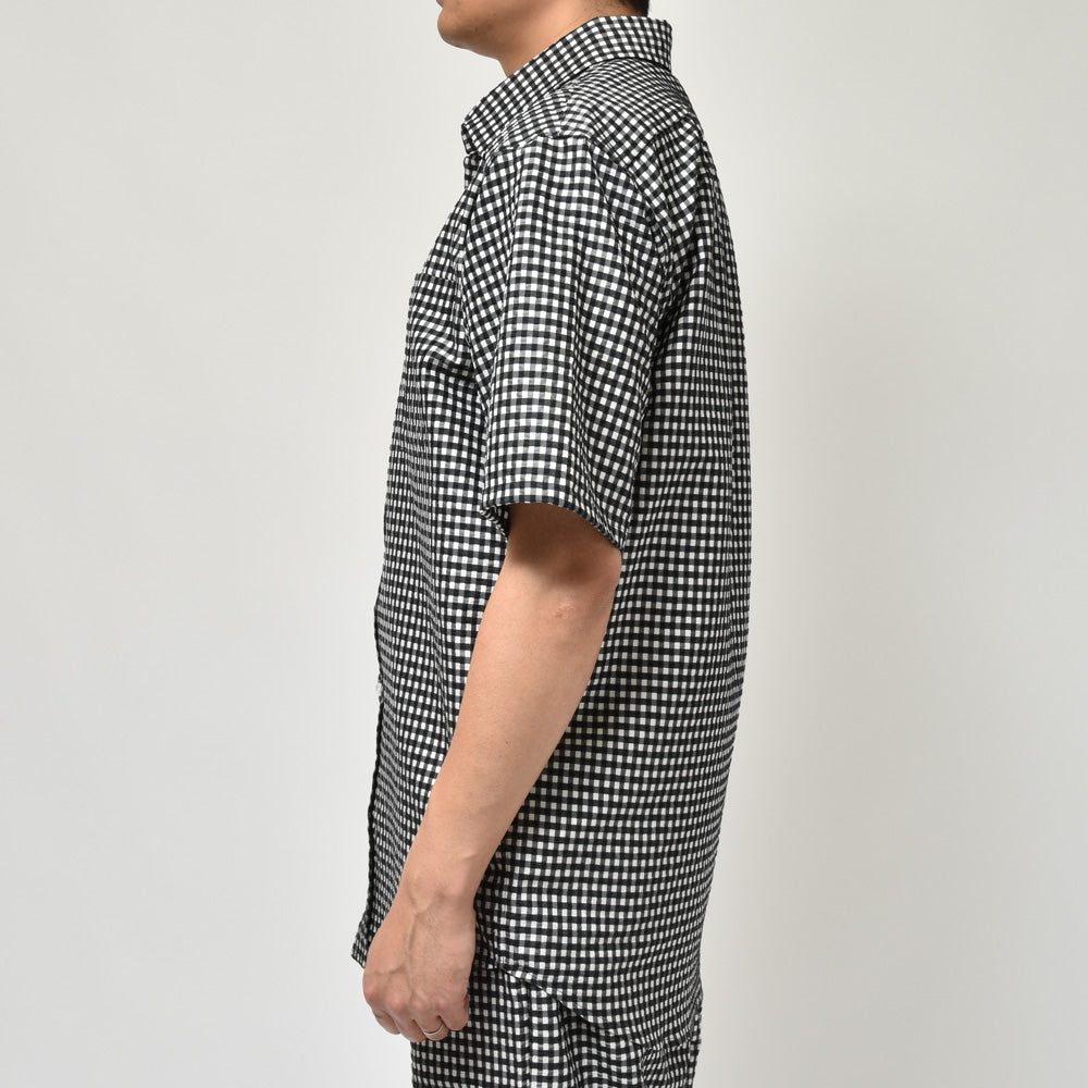 moncao（モンサオ） シルクカシミアギンガムチェックレギュラーカラーS/Sシャツ M021338