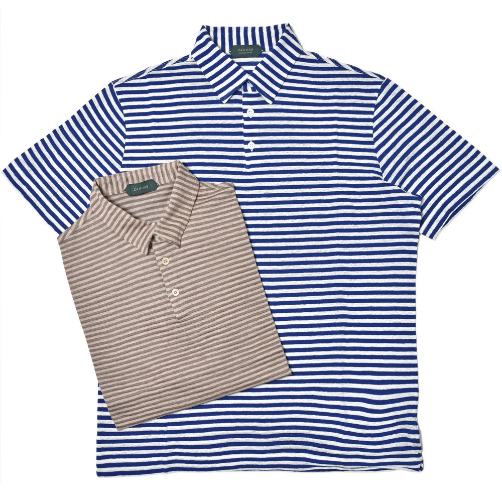 ZANONE（ザノーネ） リネンコットンジャージボーダーS/Sポロ POLO MC/SLIM FIT/811818/Z1350/14413