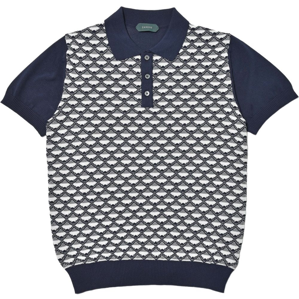 ZANONE（ザノーネ） ハイゲージクレープコットンジャガードS/Sニットポロ POLO MC/SLIM FIT/913184/ZM355/16401