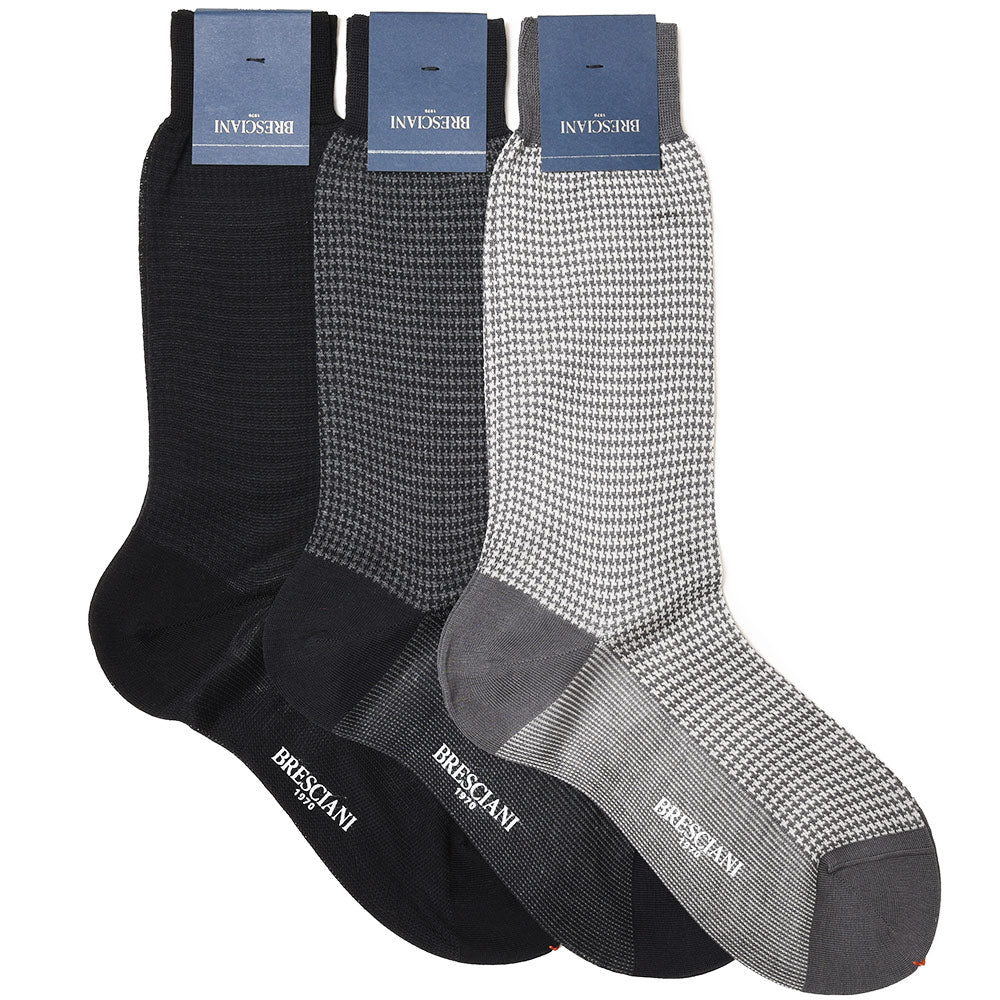 BRESCIANI（ブレッシアーニ） コットンハウンドトゥースドレスソックス MC034JQ0684