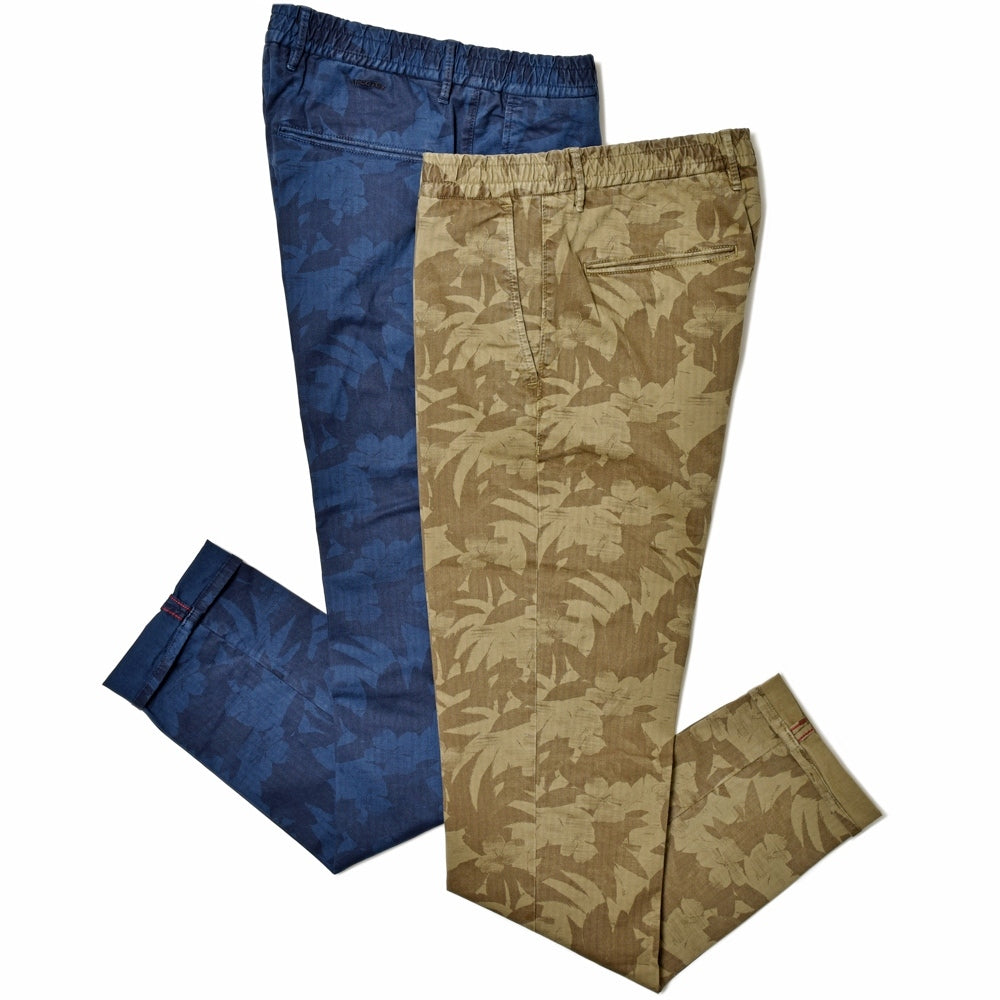 INCOTEX SLACKS（インコテックス スラックス） SLIM FIT ストレッチコットンヘリンボーンボタニカルプリントシャーリングテーパードパンツ 12S166-90914/11511