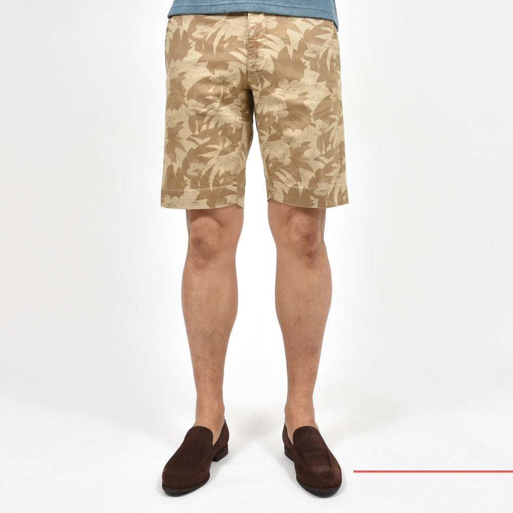 INCOTEX SLACKS（インコテックス スラックス） REGULAR FIT ストレッチコットンヘリンボーンボタニカルプリントショーツ 15S206-90914/12513