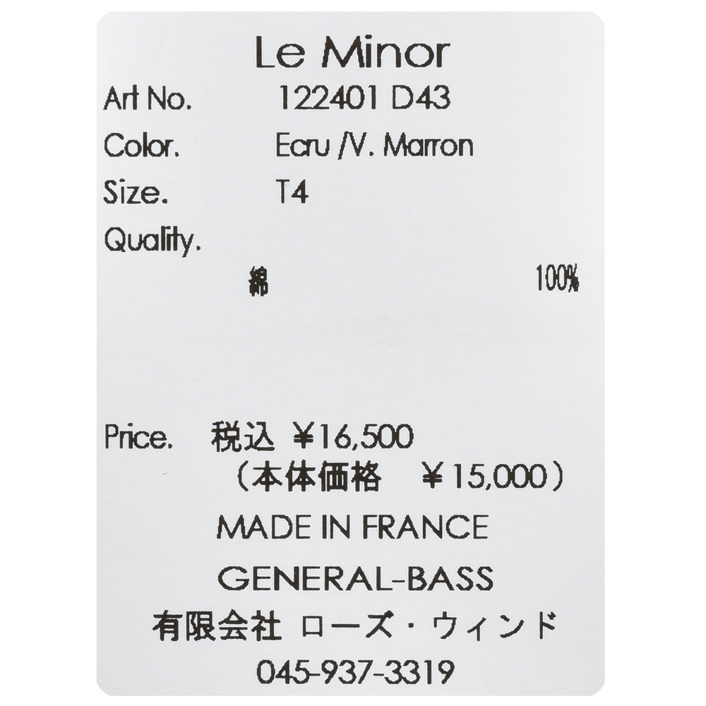 Le Minor（ル ミノア） コットンボーダーS/Sクルーネックカットソー 122401/D43 P