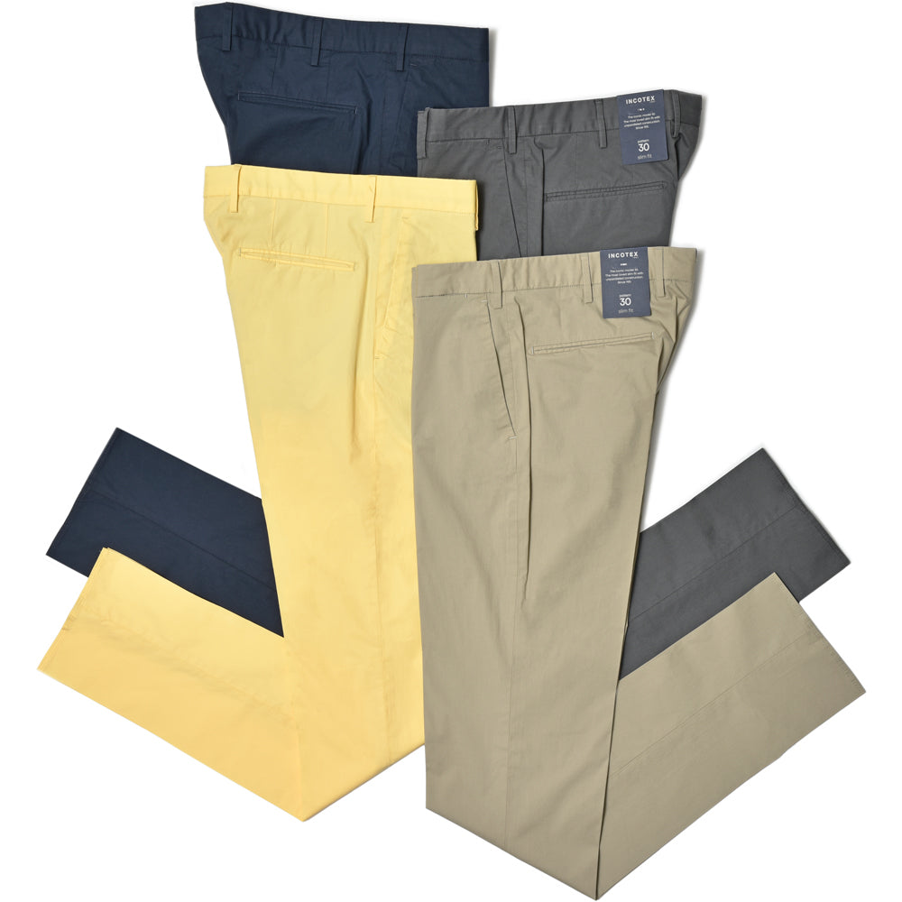 INCOTEX（インコテックス） SLIMFIT ストレッチコットンサマーポプリンテーパードパンツ 11577