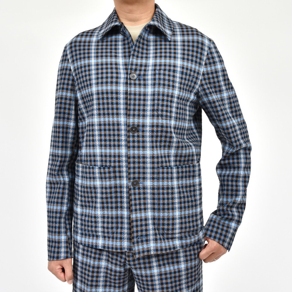MONTEDORO（モンテドーロ） ストレッチコットンシアサッカーオーバーチェックカバーオール 63M620/M9408/11714