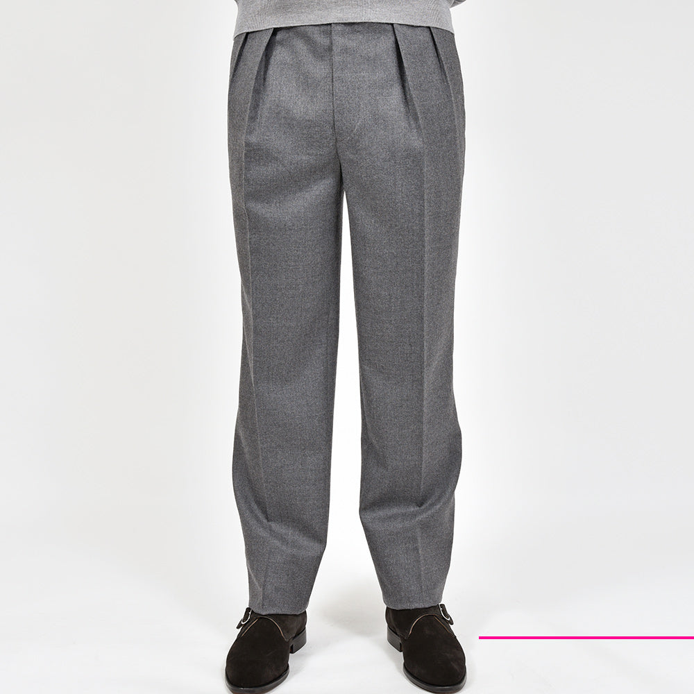 Fumiya Hirano THE TROUSERS フミヤヒラノトラウザーズ ウール ライトフランネル サイドアジャスター 2インプリーツ ドレスパンツ REGENT