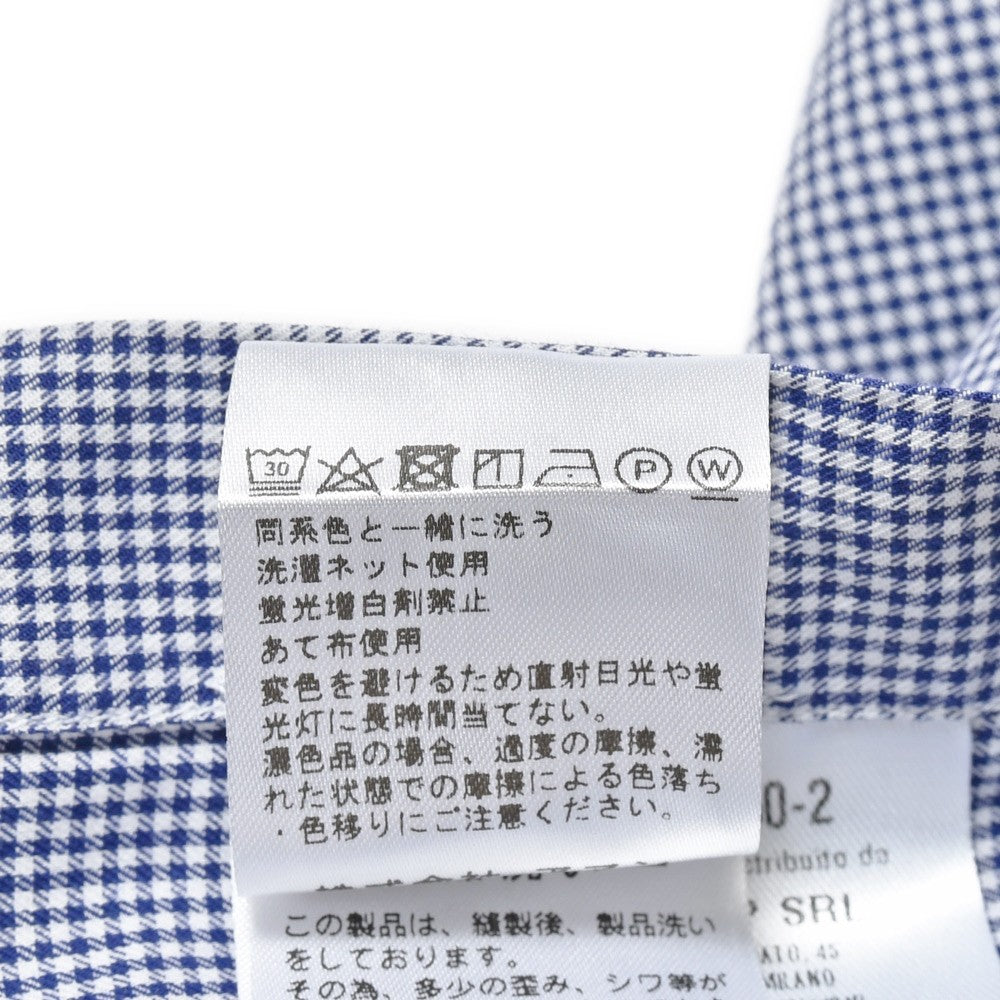 Finamore（フィナモレ） LUIGIルイジ/BALIバーリ ウォッシュドコットンマイクロギンガムチェックワイドカラーシャツ C0644