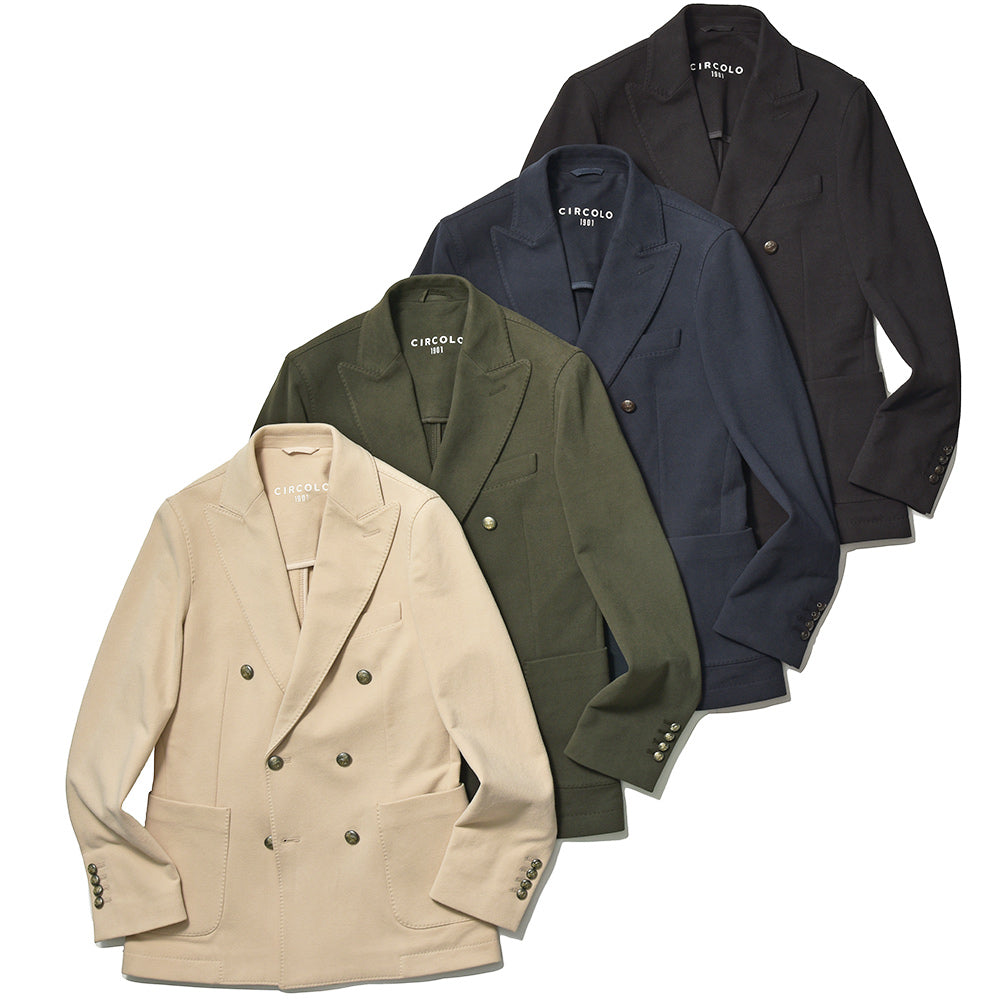 CIRCOLO 1901 チルコロ1901 コットン ストレッチ カシミヤタッチジャージー メタルボタン セットアップ対応 ダブル6Bジャケット