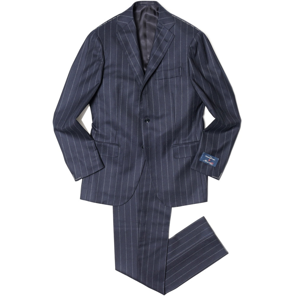 guji（グジ） Magnifico15マニフィコ15 15マイクロンウールチョークストライプ3B1プリーツスーツ(MADE BY RING JACKET / Ermenegildo Zegna