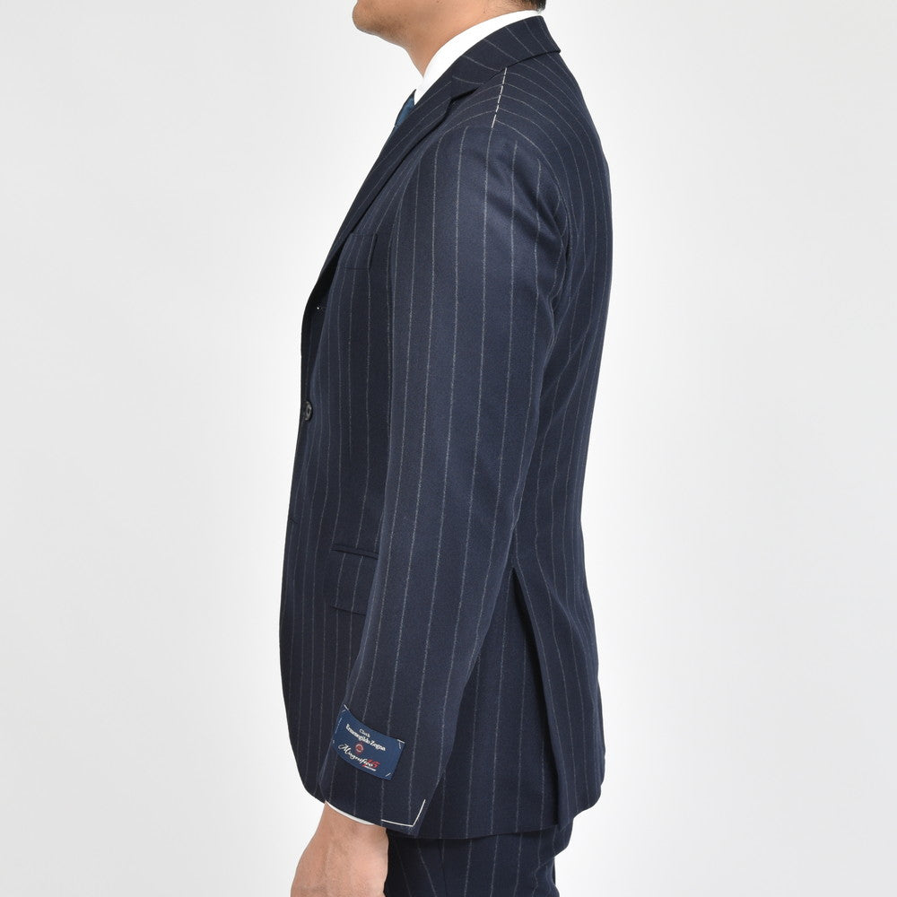 guji（グジ） Magnifico15マニフィコ15 15マイクロンウールチョークストライプ3B1プリーツスーツ(MADE BY RING JACKET / Ermenegildo Zegna