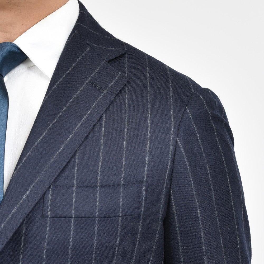 guji（グジ） Magnifico15マニフィコ15 15マイクロンウールチョークストライプ3B1プリーツスーツ(MADE BY RING JACKET / Ermenegildo Zegna