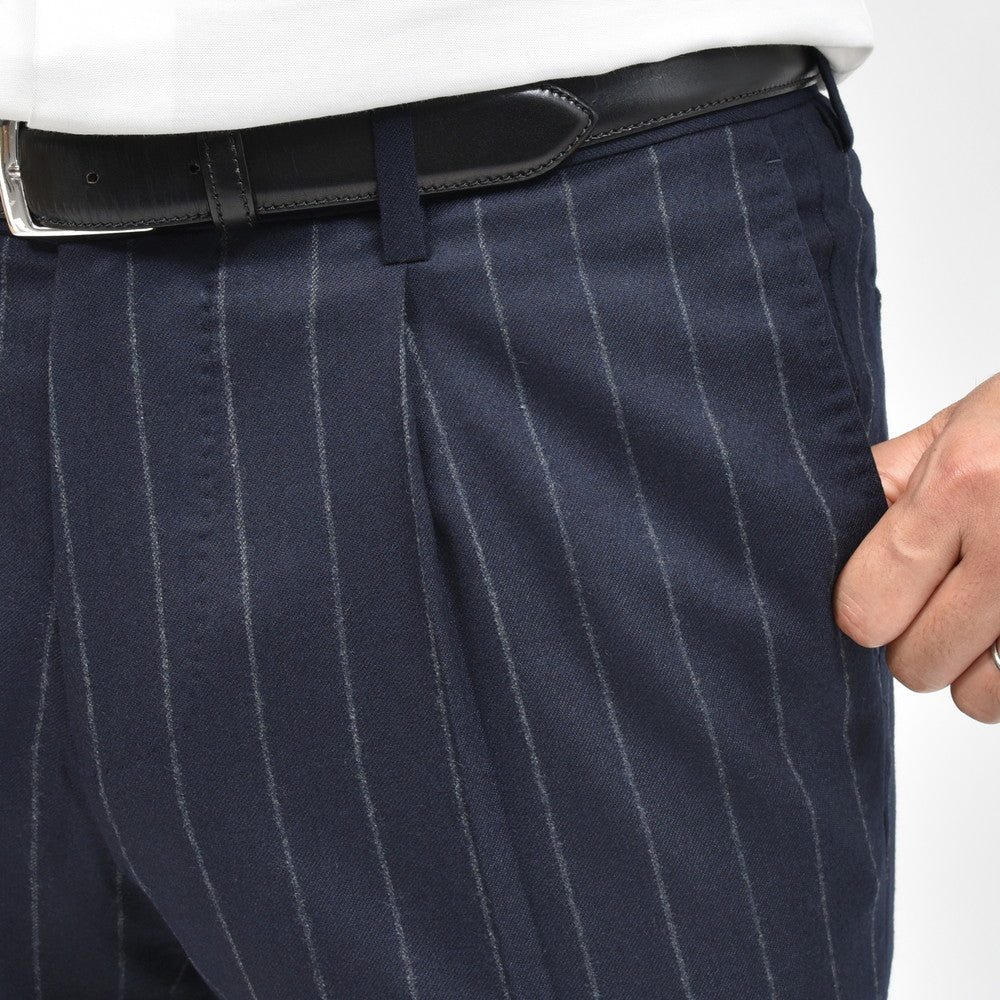 guji（グジ） Magnifico15マニフィコ15 15マイクロンウールチョークストライプ3B1プリーツスーツ(MADE BY RING JACKET / Ermenegildo Zegna