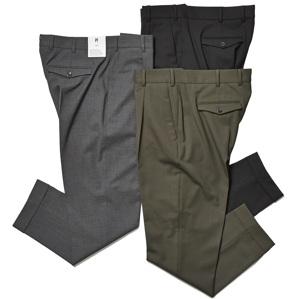PT TORINO ピーティー トリノ Edge ヴァージンウール ストレッチ ツイル 1プリーツ パンツ REBEL FIT/TO55