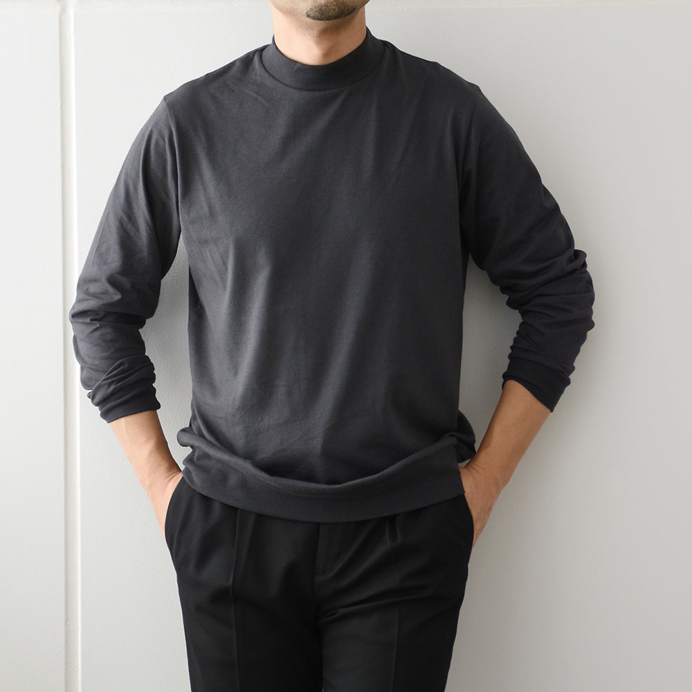 アンティーチポ / スムースコットン モックネック ロングスリーブ Tシャツ/FIANO LUNGO/smooth