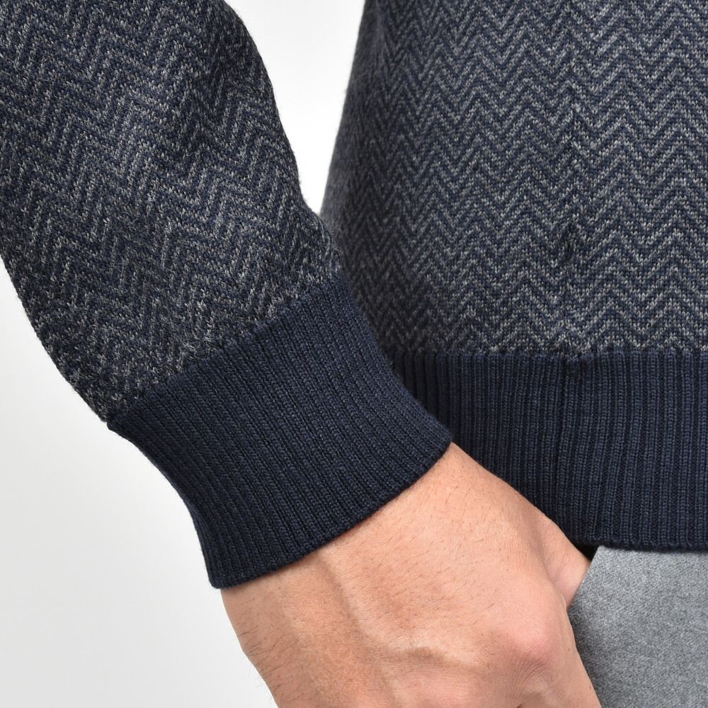 ZANONE（ザノーネ） ハイゲージウールヘリンボーンクルーネックニット GIRO/SLIM FIT/810114/ZN226/21700
