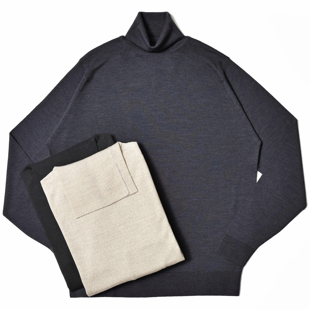 JOHN SMEDLEY ジョンスメドレー LEVINE エクストラファインメリノウール 30ゲージ タートルネック ニット MODERN FIT